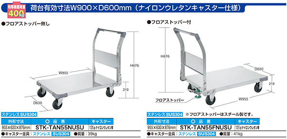 ステンレス製台車/クリーンカート/ステンレスカート/手押し台車/台車