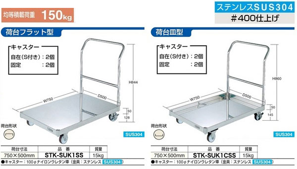 ステンレス製台車/クリーンカート/ステンレスカート/手押し台車/台車